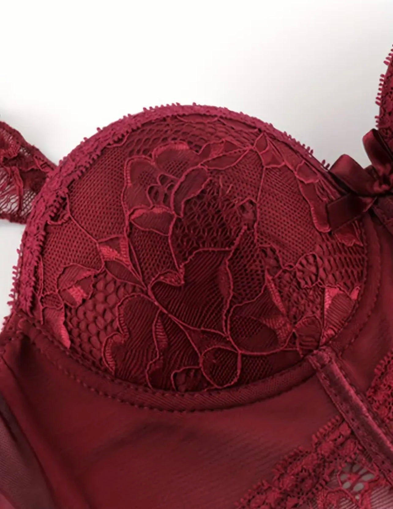 Scarlett Burgundy Lace corset Lingerie set - Red