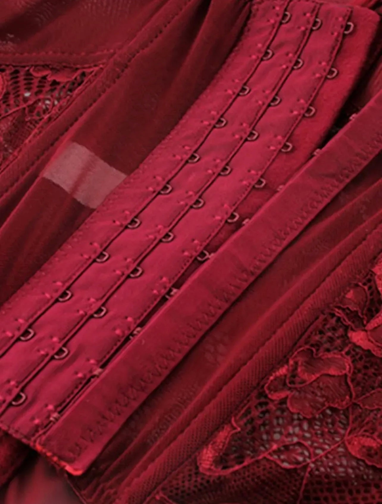 Scarlett Burgundy Lace corset Lingerie set - Red