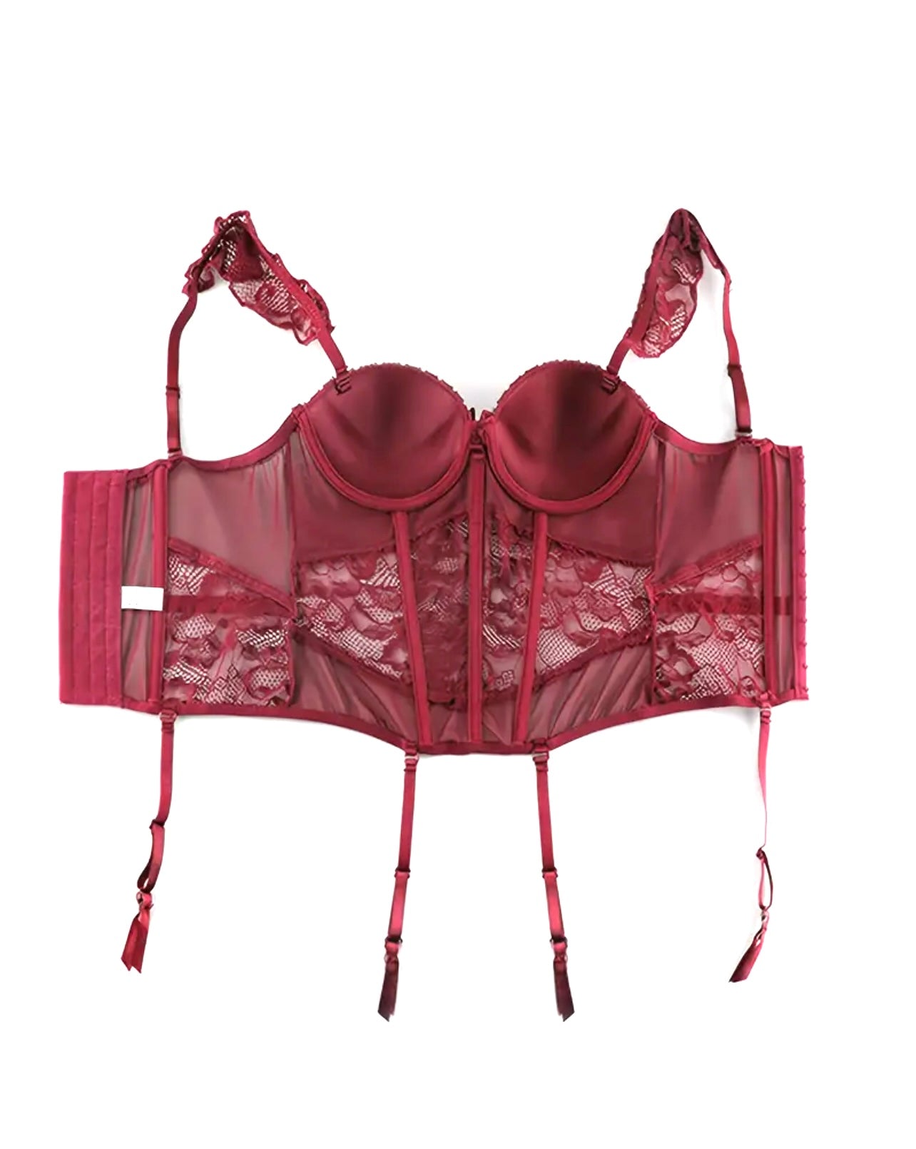 Scarlett Burgundy Lace corset Lingerie set - Red