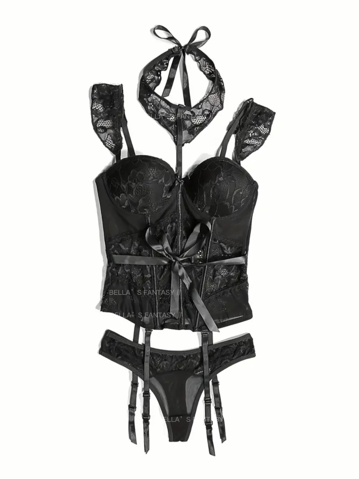 Scarlett Burgundy Lace corset Lingerie set - Red