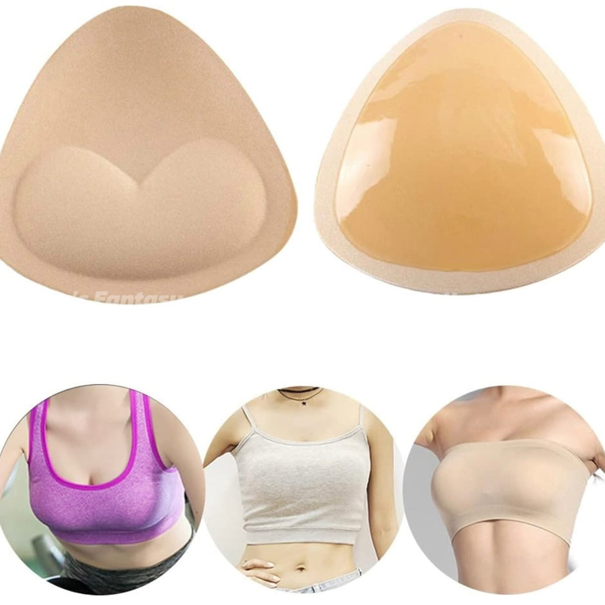Bella's Fantasy Self-adhesive Invisible Breast Pad Thickened Bikini Breast Pad Insert Sponge Women's Lingerie 1Pair 2pcs