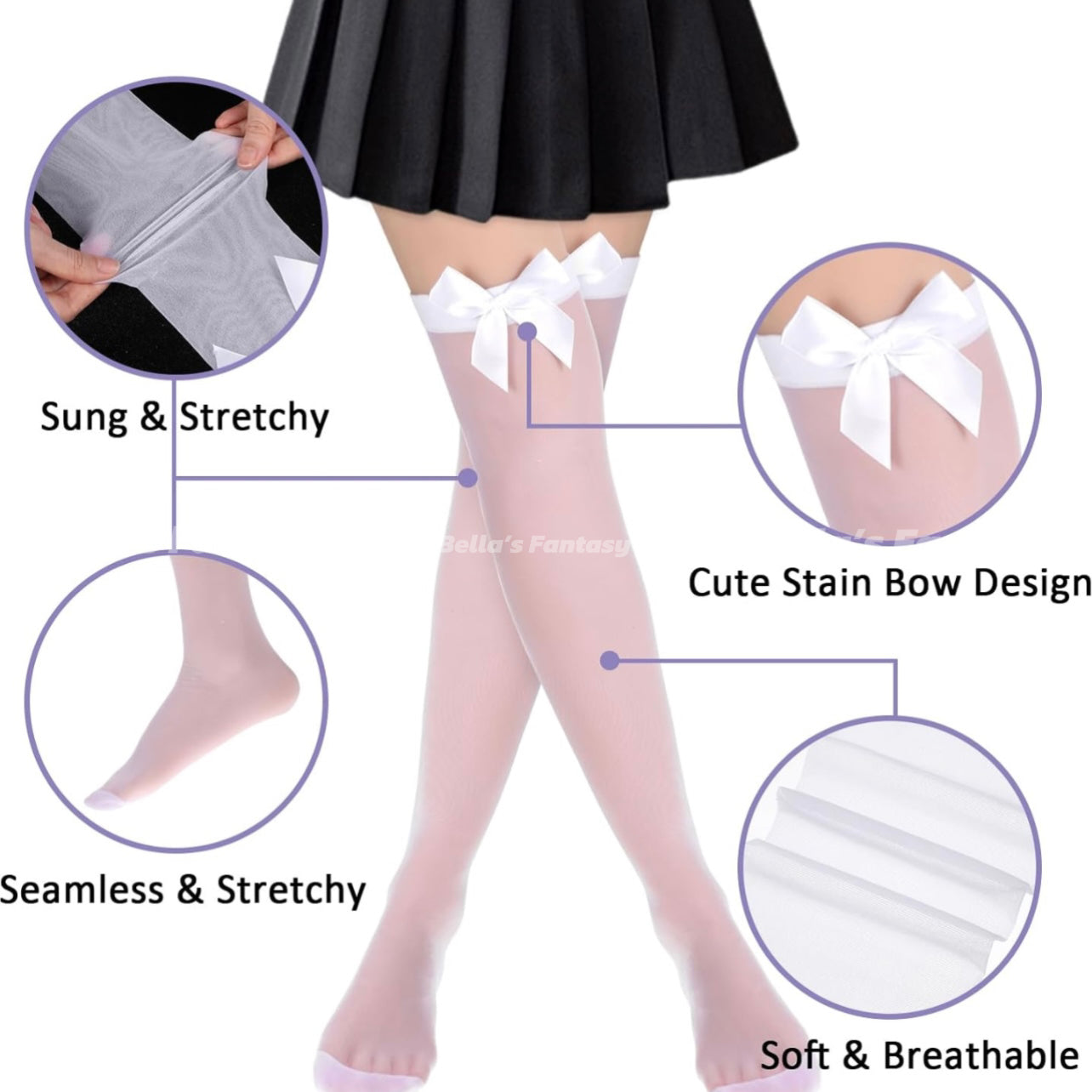 Melissa Sheer Thign High Stockings with Satin Bow