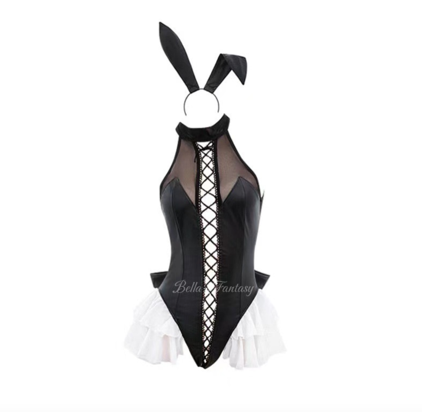 Beatrice Playboy Bunny Costume Black Lace Tie Bodysuit Sexy Lingerie S BELLA'S FANTASY Beatrice Playboy Bunny Costume Black Lace Tie Bodysuit Sexy Lingerie S BELLA'S FANTASY
