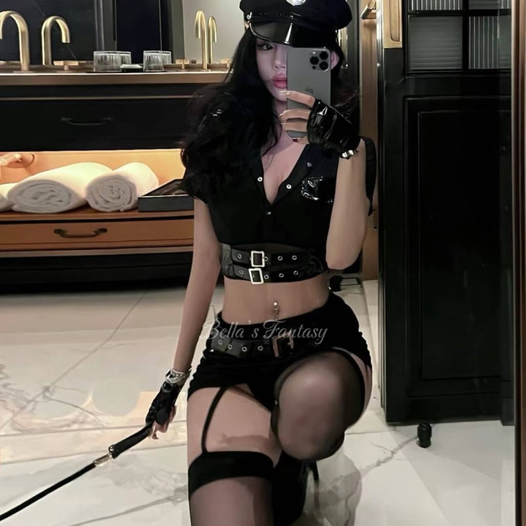 Bella’s Fantasy Sexy Cosplay Police Officer Uniform Costume Lingerie Set Black