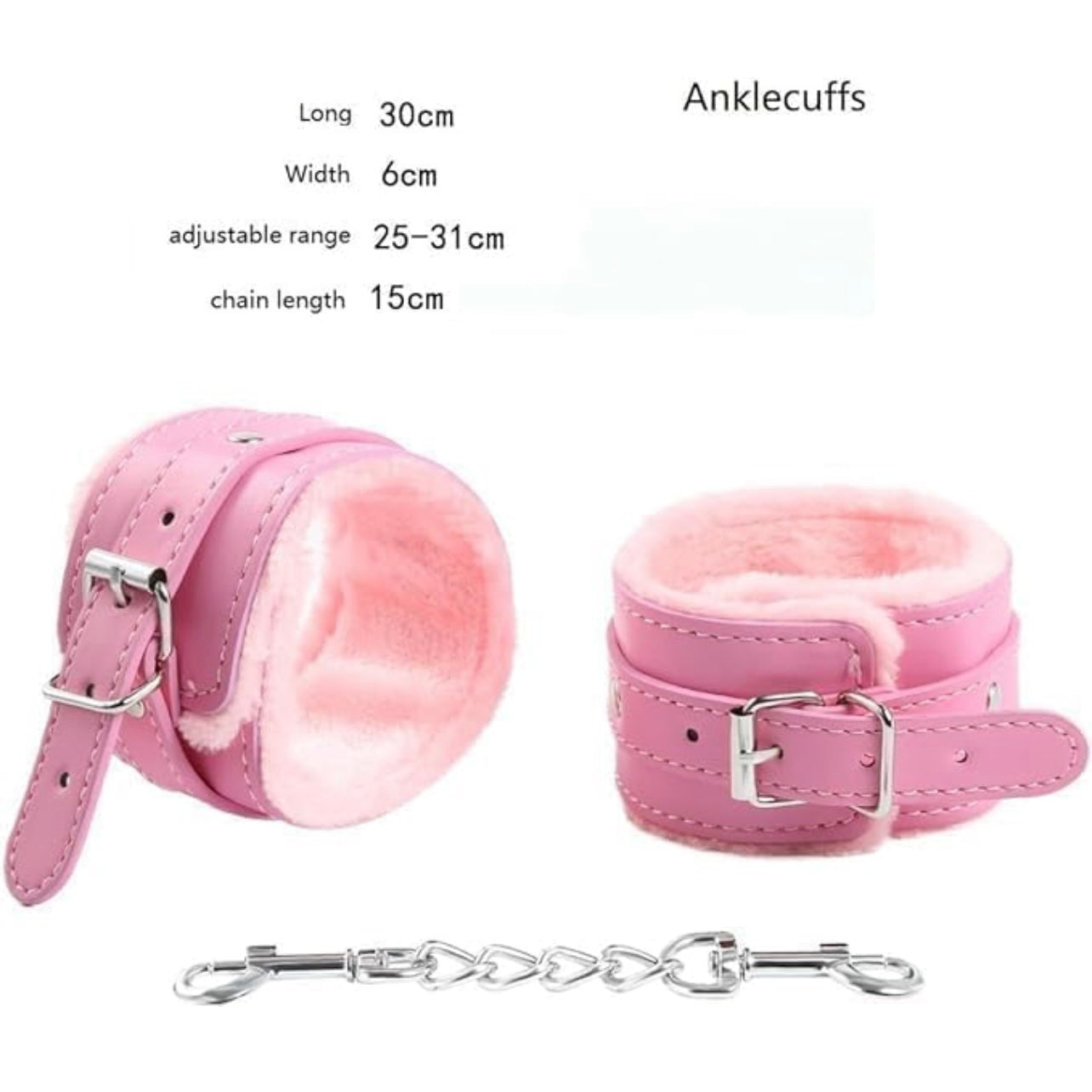 Bella’s Fantasy Handcuffs - Adjustable Faux Leather Bondage Fetish Handcuffs Kit for Adults Unisex Pink