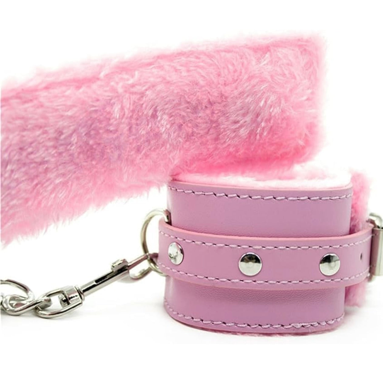 Bella’s Fantasy Handcuffs - Adjustable Faux Leather Bondage Fetish Handcuffs Kit for Adults Unisex Pink