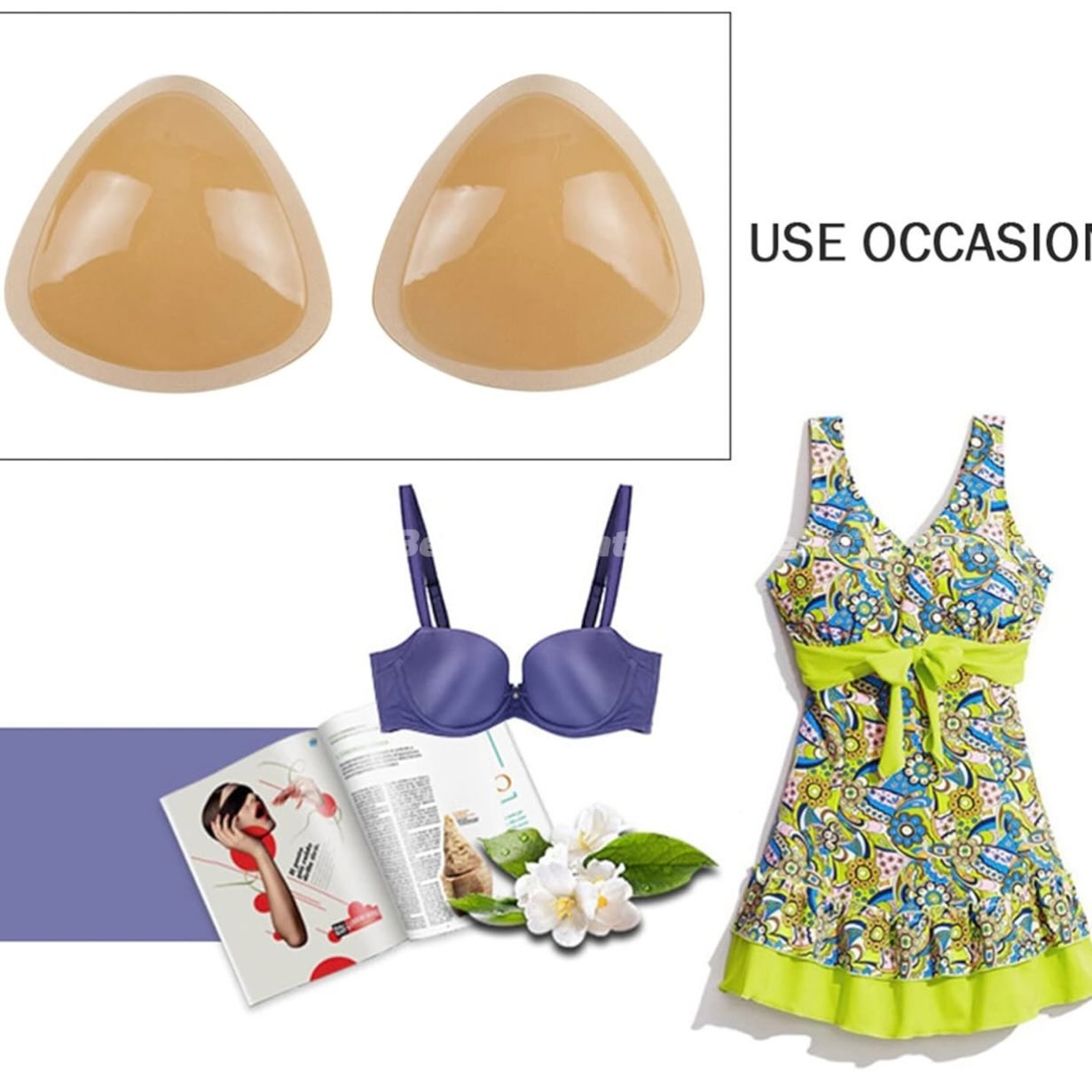Bella's Fantasy Self-adhesive Invisible Breast Pad Thickened Bikini Breast Pad Insert Sponge Women's Lingerie 1Pair 2pcs