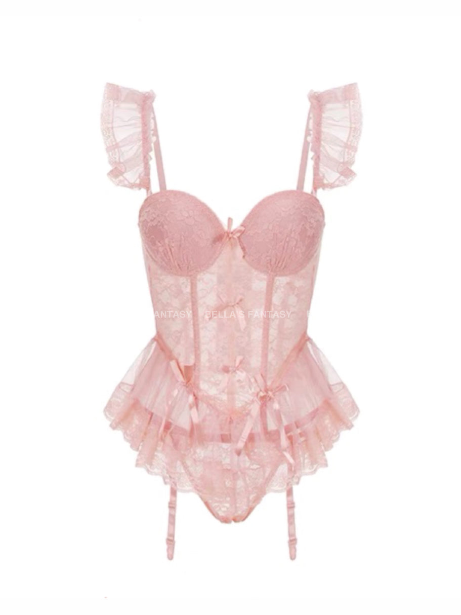Stella Corset Lingerie set-Lt Pink