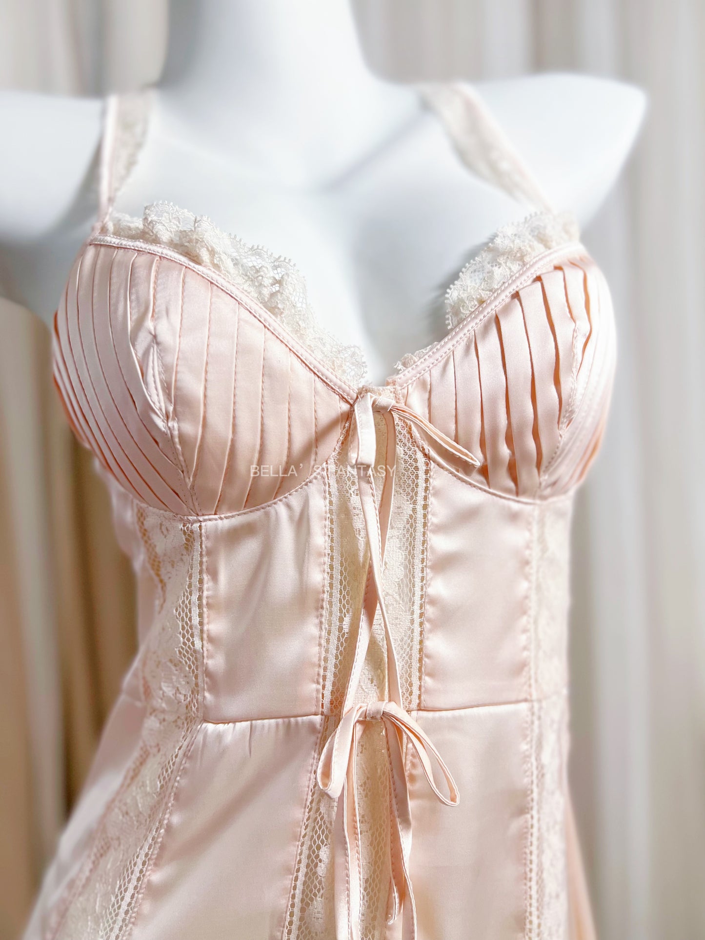 Amelia French Lace Ultra Soft Slip Dress Pink