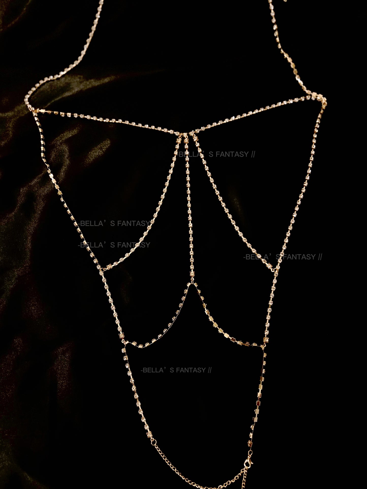 Harper 1PC Gold Bridal Sexy Body Chain Necklace Jewelry Rhinestone