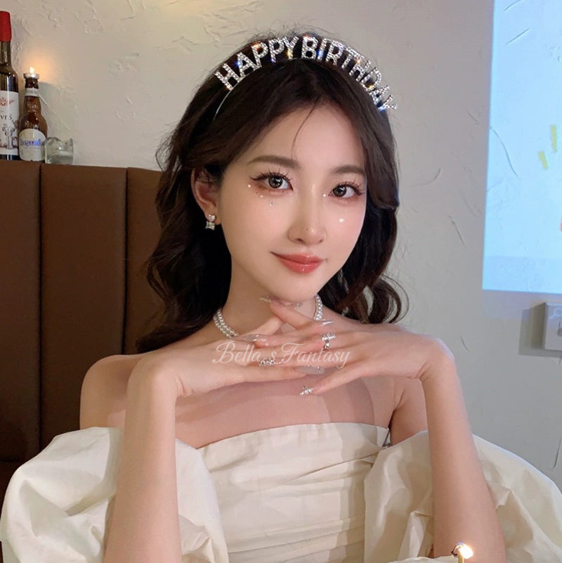 【NEW YORK】Bella's Fantasy Birthday Party Rhinestone Blingbling Diamond Hairband Headband Hair Clip Silver