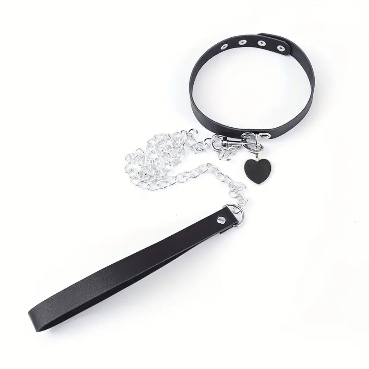 Bella's Fantasy Gothic Bondage Heart Pendant PU Leather Necklace Collar Adjustable Choker one size