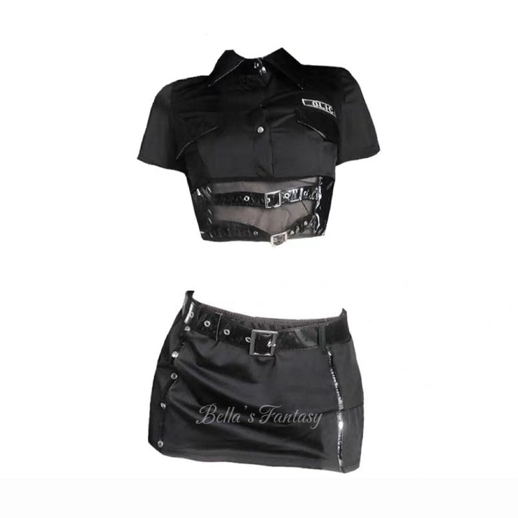 Bella’s Fantasy Sexy Cosplay Police Officer Uniform Costume Lingerie Set Black